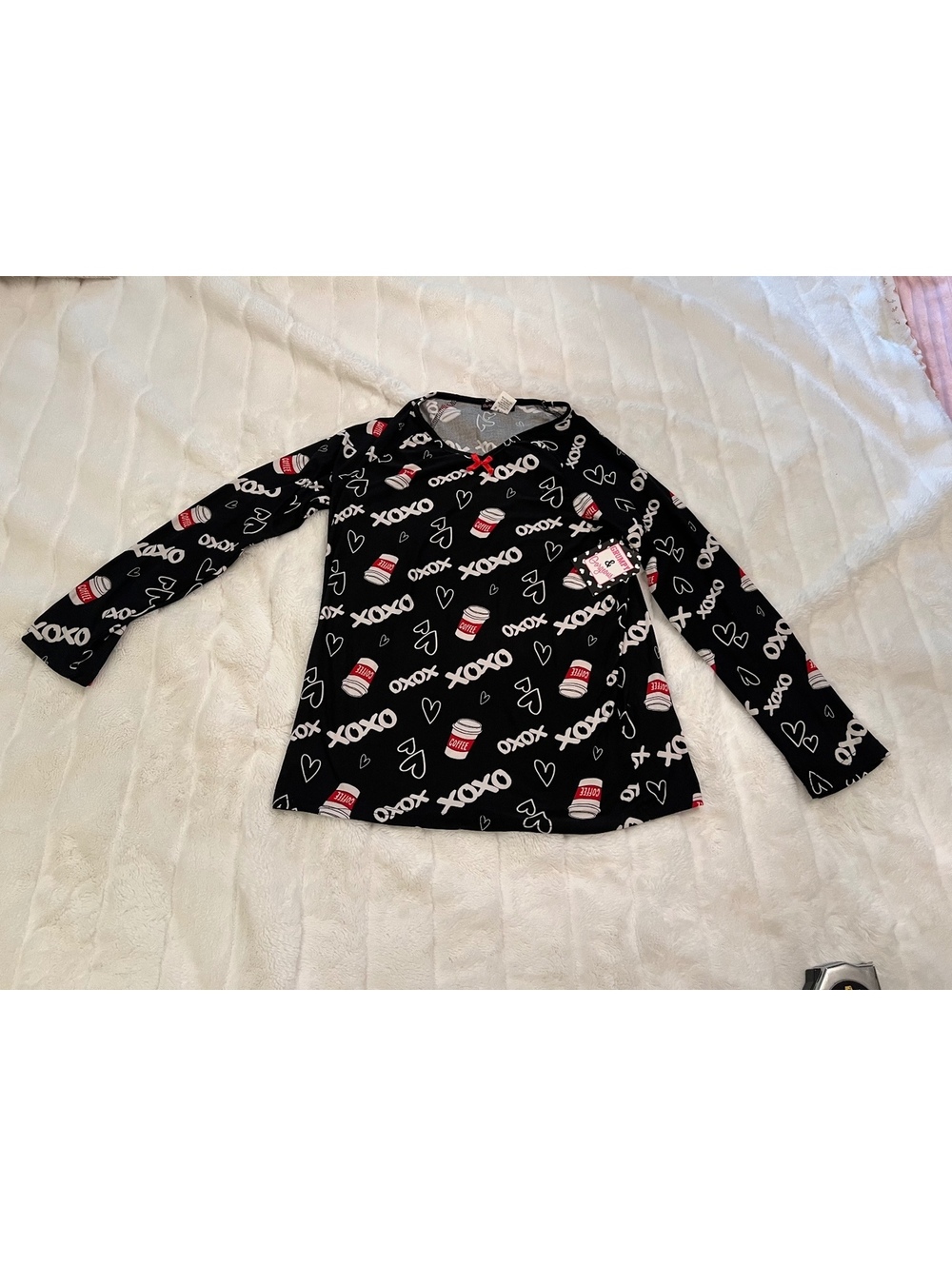 NEW Fashion Nova Black Pink 1X Pajama LOVE long sleeve shirt